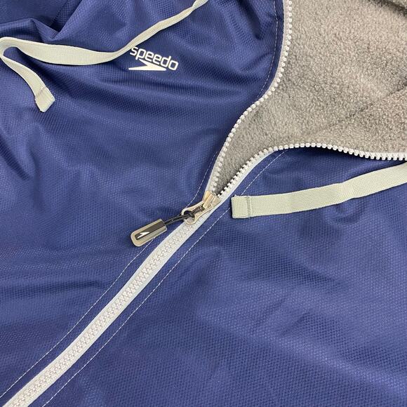 SPEEDO Navy Parka Fleece Lined Hooded Knee Length Unisex M Swimming Jacket - Picture 5 of 9